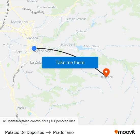 Palacio De Deportes to Pradollano map