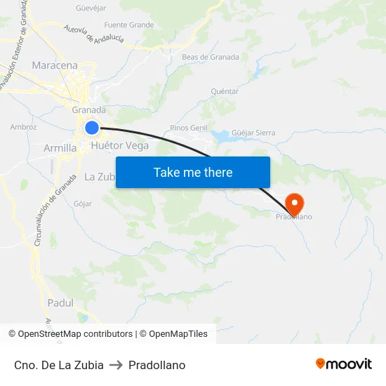 Cno. De La Zubia to Pradollano map