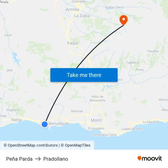 Peña Parda to Pradollano map