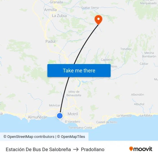 Estación De Bus De Salobreña to Pradollano map