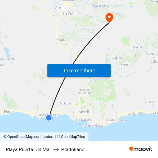 Playa Puerta Del Mar to Pradollano map