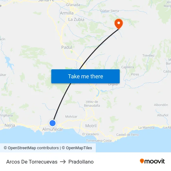 Arcos De Torrecuevas to Pradollano map
