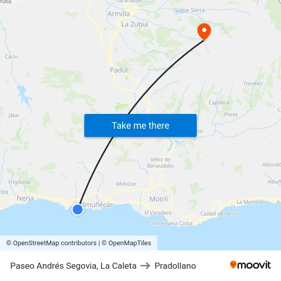 Paseo Andrés Segovia, La Caleta to Pradollano map
