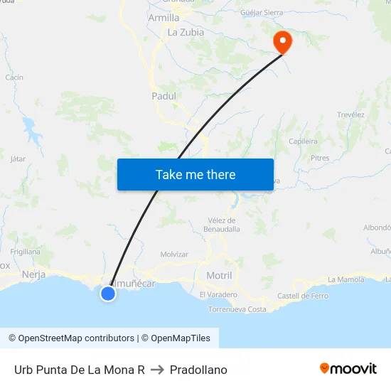 Urb Punta De La Mona R to Pradollano map