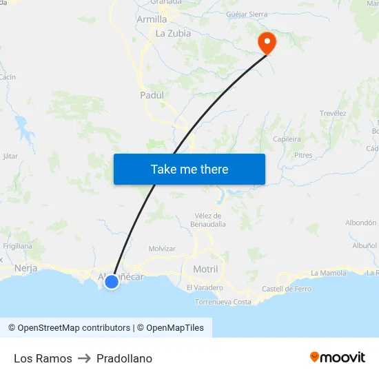 Los Ramos to Pradollano map