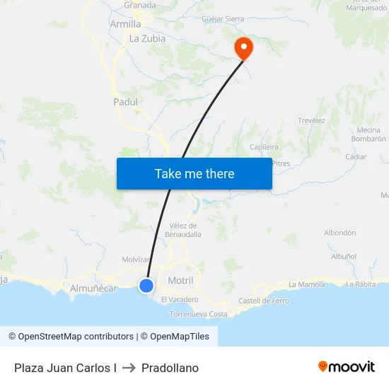 Plaza Juan Carlos I to Pradollano map