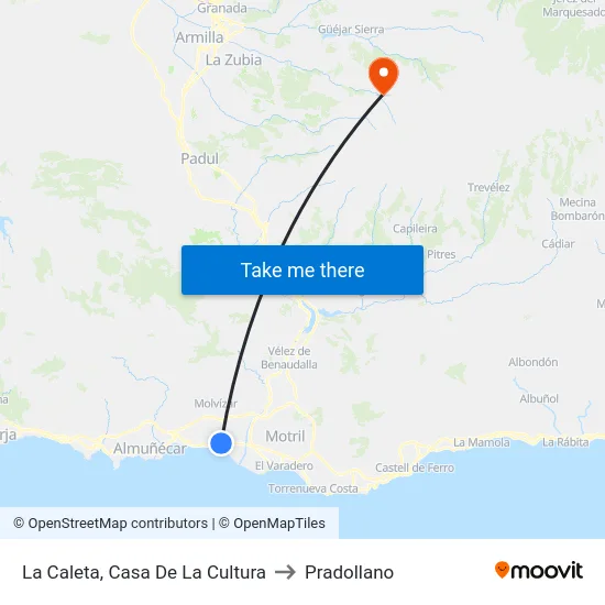 La Caleta, Casa De La Cultura to Pradollano map