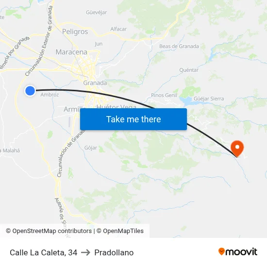 Calle La Caleta, 34 to Pradollano map
