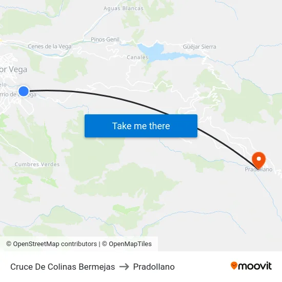 Cruce De Colinas Bermejas to Pradollano map