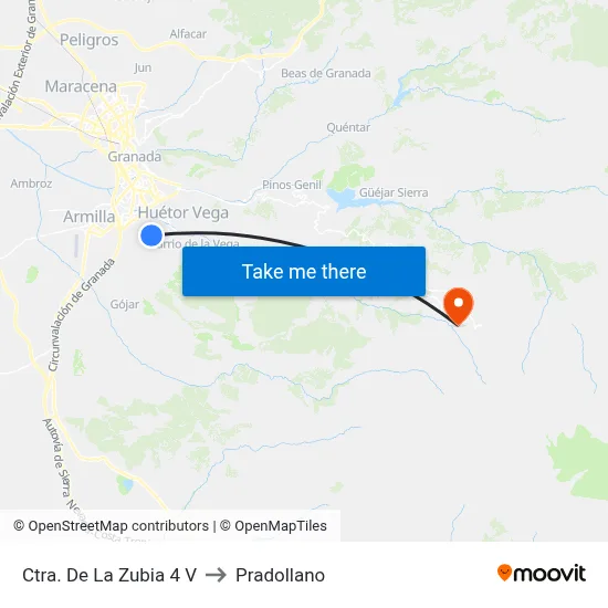 Ctra. De La Zubia 4 V to Pradollano map
