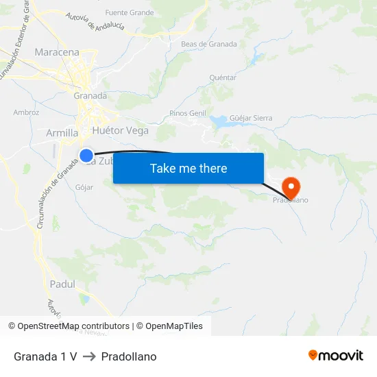 Granada 1 V to Pradollano map