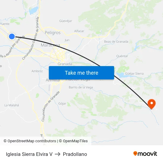 Iglesia Sierra Elvira V to Pradollano map