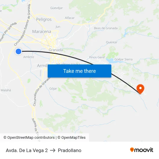 Avda. De La Vega 2 to Pradollano map