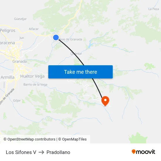 Los Sifones V to Pradollano map