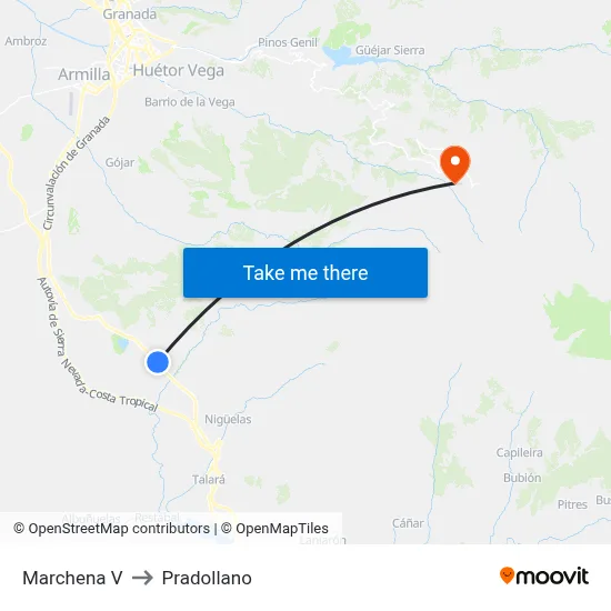 Marchena V to Pradollano map