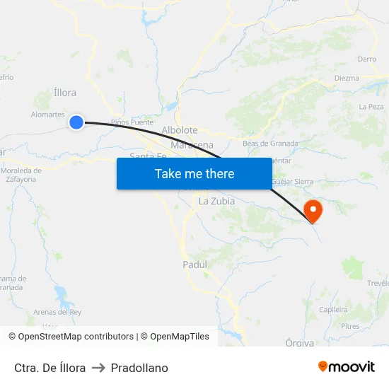 Ctra. De Íllora to Pradollano map