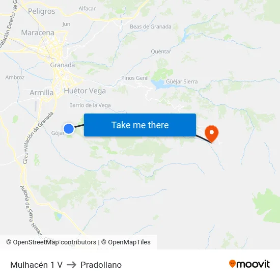 Mulhacén 1 V to Pradollano map