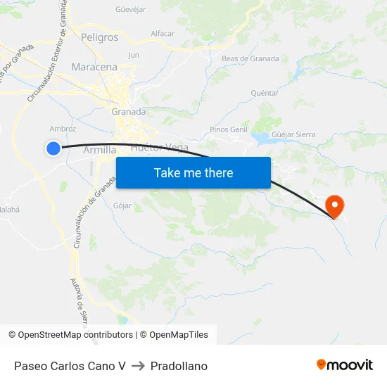 Paseo Carlos Cano V to Pradollano map
