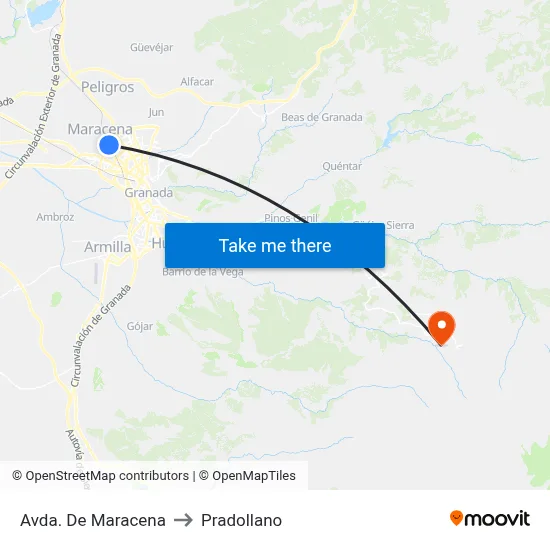 Avda. De Maracena to Pradollano map