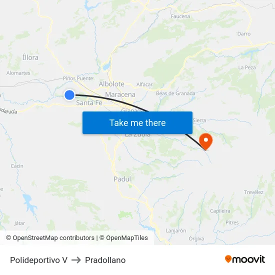 Polideportivo V to Pradollano map