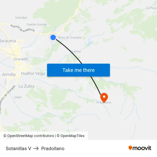 Sotanillas V to Pradollano map