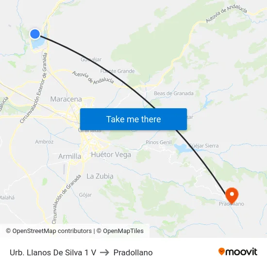 Urb. Llanos De Silva 1 V to Pradollano map