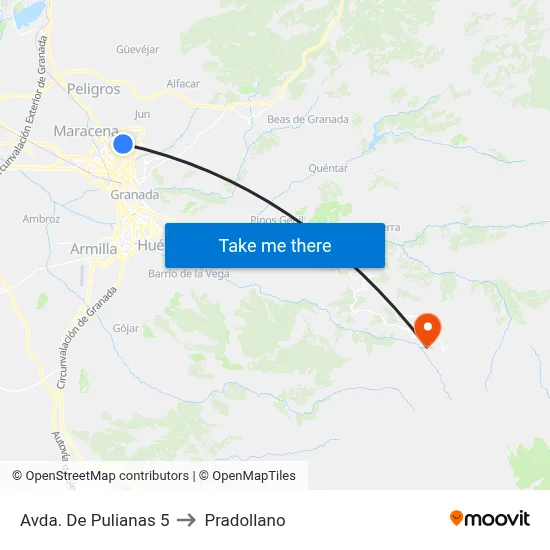 Avda. De Pulianas 5 to Pradollano map