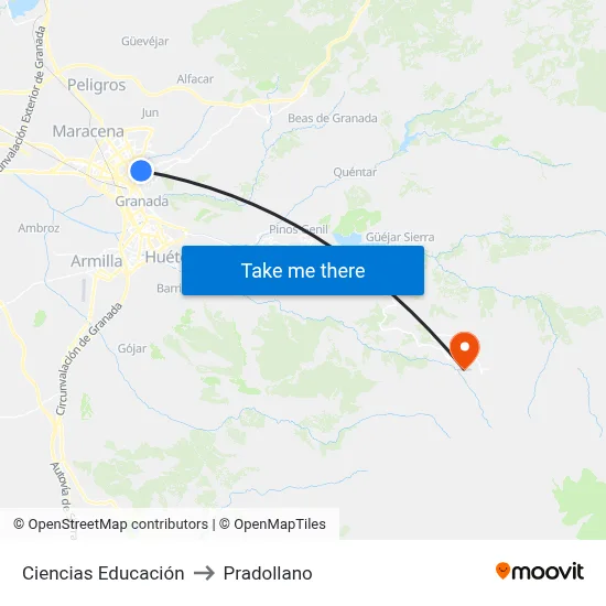 Ciencias Educación to Pradollano map