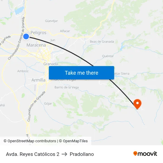 Avda. Reyes Católicos 2 to Pradollano map