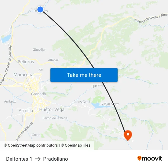 Deifontes 1 to Pradollano map