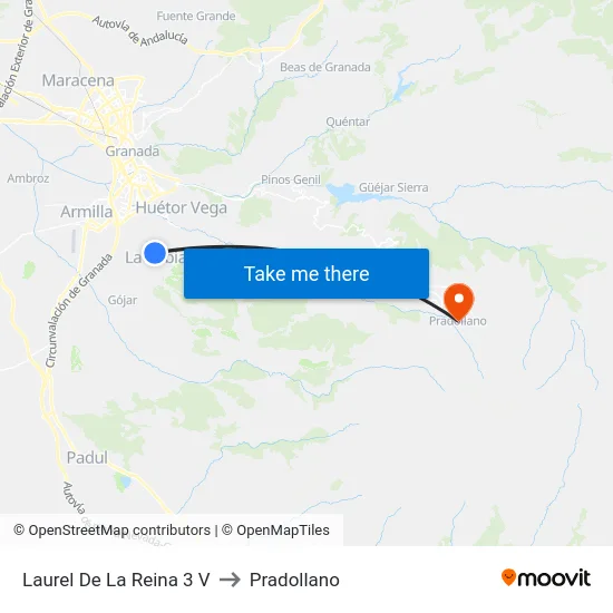 Laurel De La Reina 3 V to Pradollano map