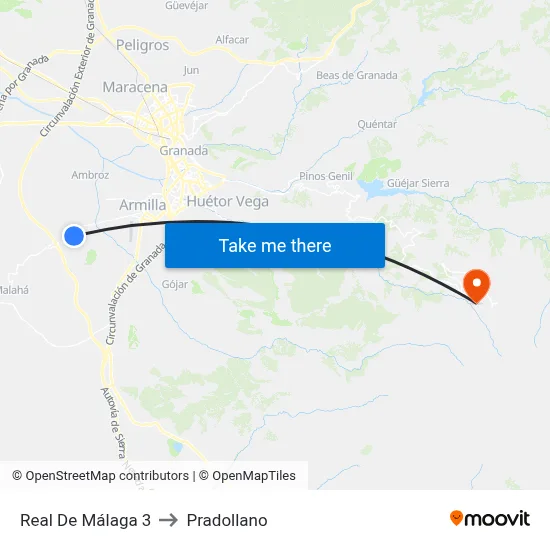 Real De Málaga 3 to Pradollano map