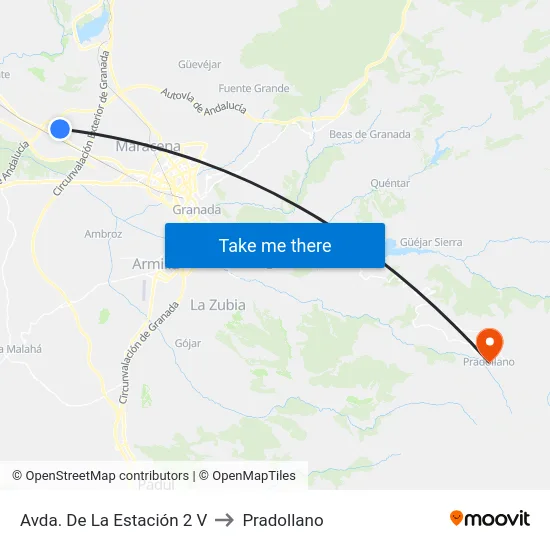 Avda. De La Estación 2 V to Pradollano map