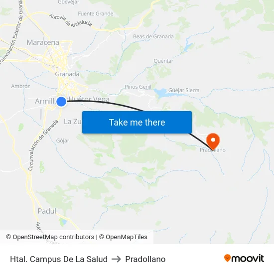 Htal. Campus De La Salud to Pradollano map