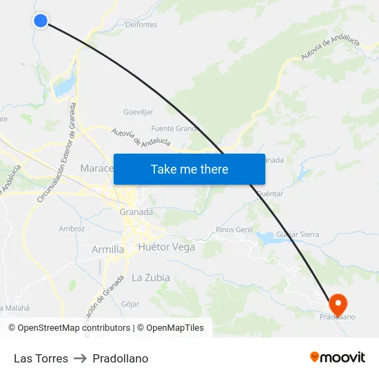 Las Torres to Pradollano map