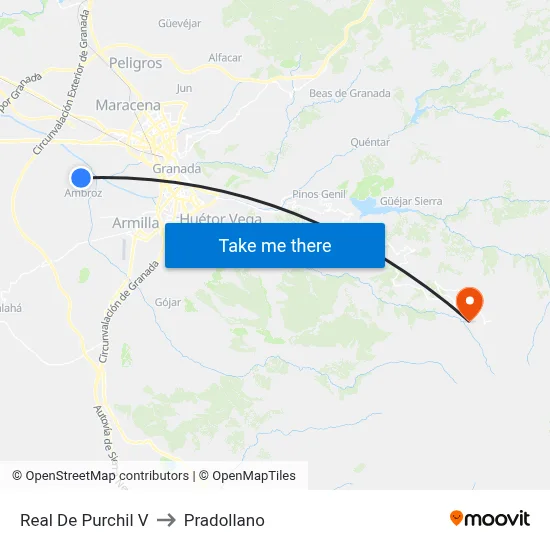 Real De Purchil V to Pradollano map