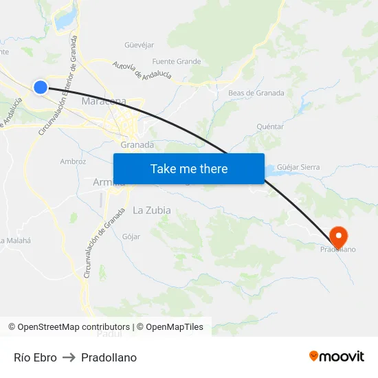 Río Ebro to Pradollano map