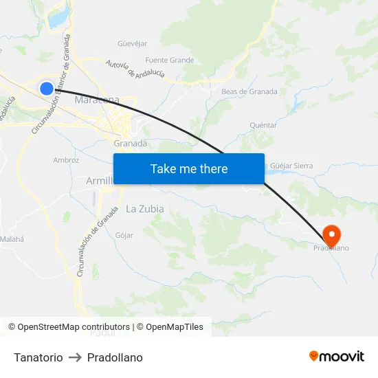 Tanatorio to Pradollano map