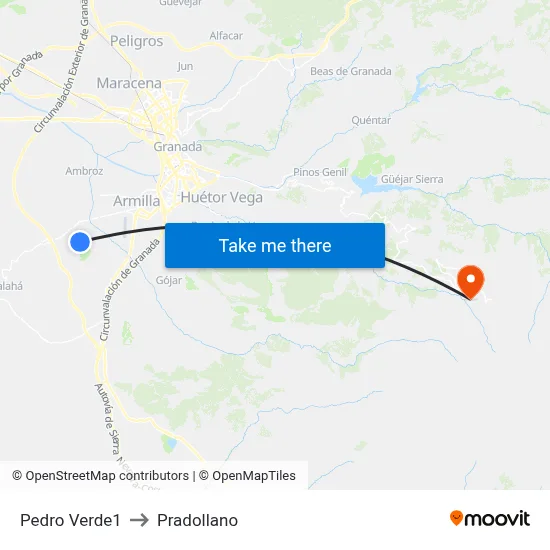 Pedro Verde1 to Pradollano map