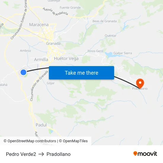 Pedro Verde2 to Pradollano map