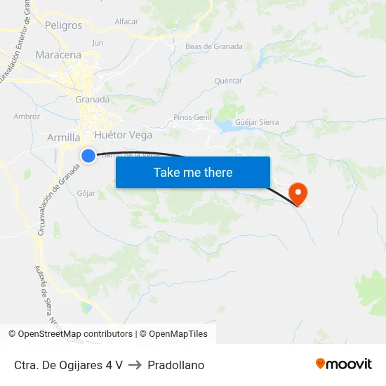Ctra. De Ogijares 4 V to Pradollano map