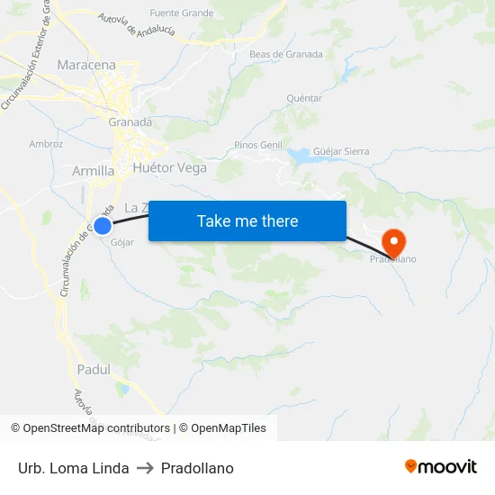 Urb. Loma Linda to Pradollano map