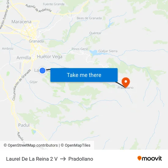 Laurel De La  Reina 2 V to Pradollano map