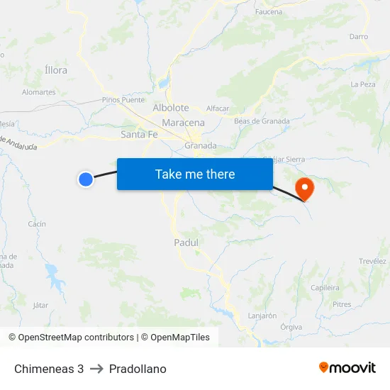 Chimeneas 3 to Pradollano map