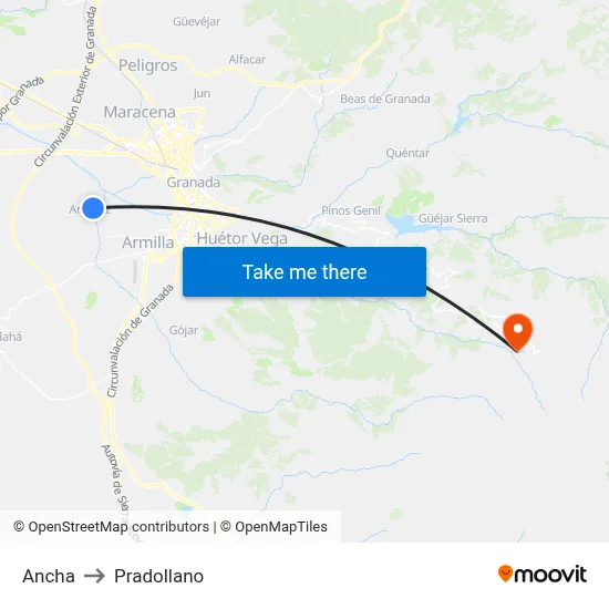 Ancha to Pradollano map