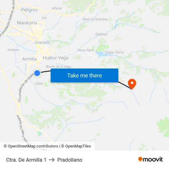 Ctra. De Armilla 1 to Pradollano map