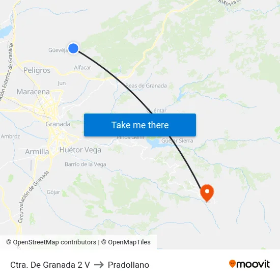 Ctra. De Granada 2 V to Pradollano map
