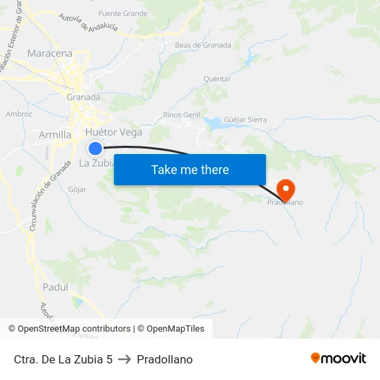 Ctra. De La Zubia 5 to Pradollano map