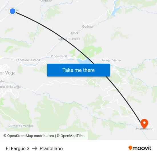 El Fargue 3 to Pradollano map