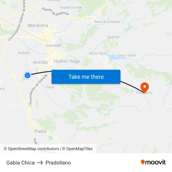 Gabia Chica to Pradollano map